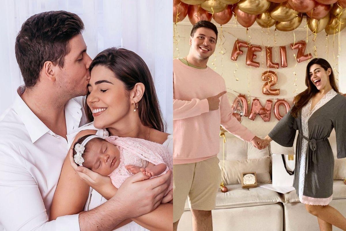 O casal completou 2 anos de união e tem uma filha, Malu, de 2 meses