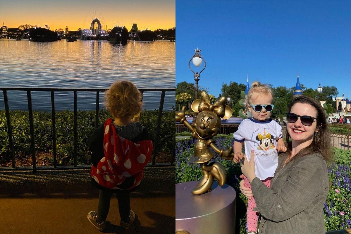 Mãe de Alice com a filha na Disney