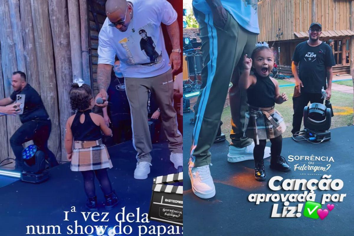 Liz no palco com Léo Santana