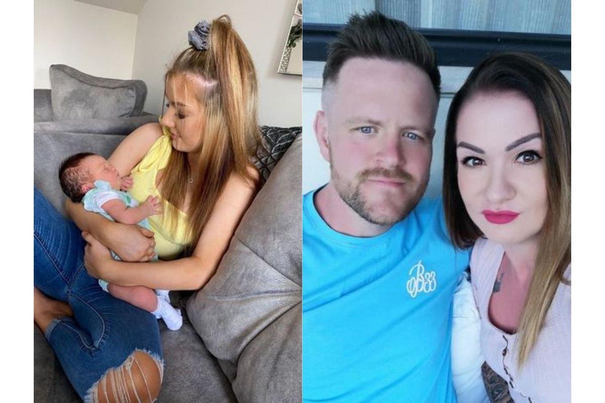 Ao lado direito Charmaine de 16 anos com a filha Isla e do lado esquerdo os avós Jenni e Richard