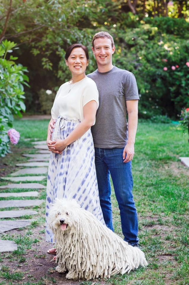 Foto postada por Mark Zuckerberg ao anunciar a gravidez de Priscilla Chang