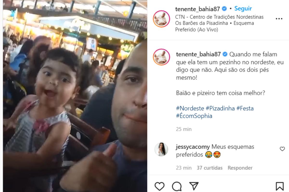 Tenente Bahia e Sophia dançando juntos
