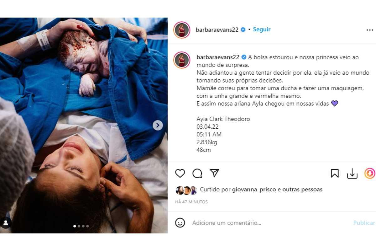 Bárbara Evans deu à luz Ayla, primeira filha neste domingo