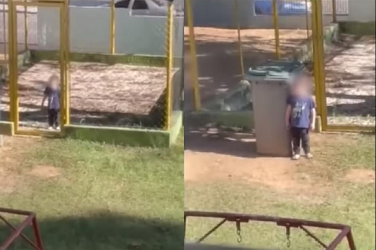 Criança dentro de espécie de gaiola em creche em Sorocaba