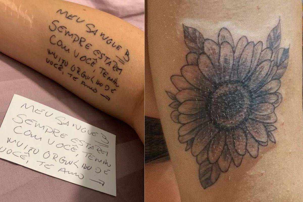 A jovem tatuou o bilhete deixado pelo pai antes de morrer