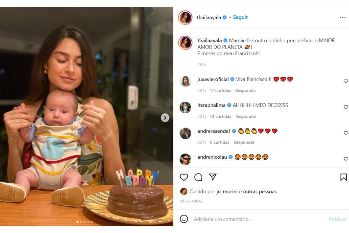 Thaila Ayala mostrou o bolo que fez para o mesversário do filho