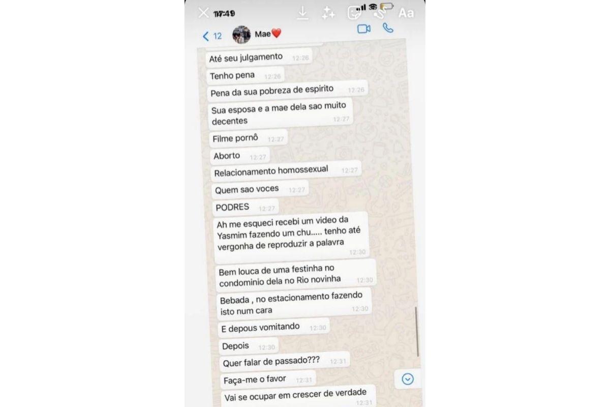 Os prints foram divulgados pelo colunista Léo Dias