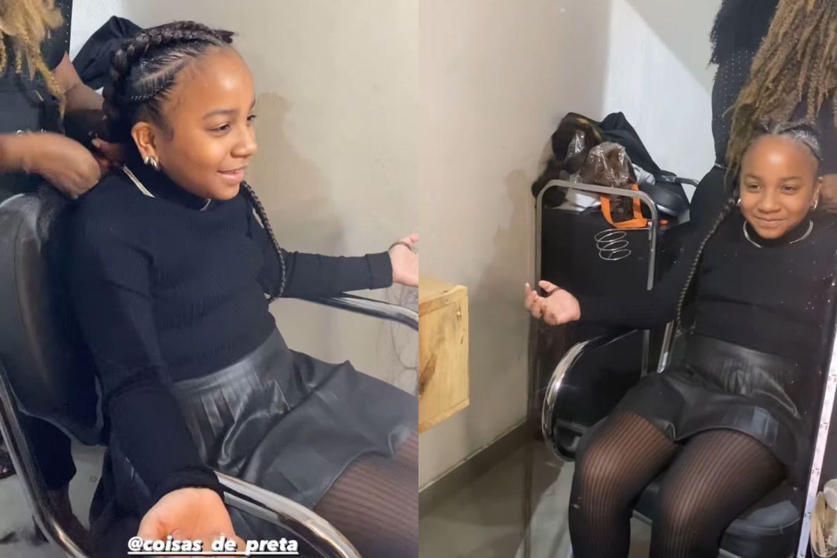 Douglas Silva mostra Maria Flor emocionada enquanto se arrumava para a festa do pai