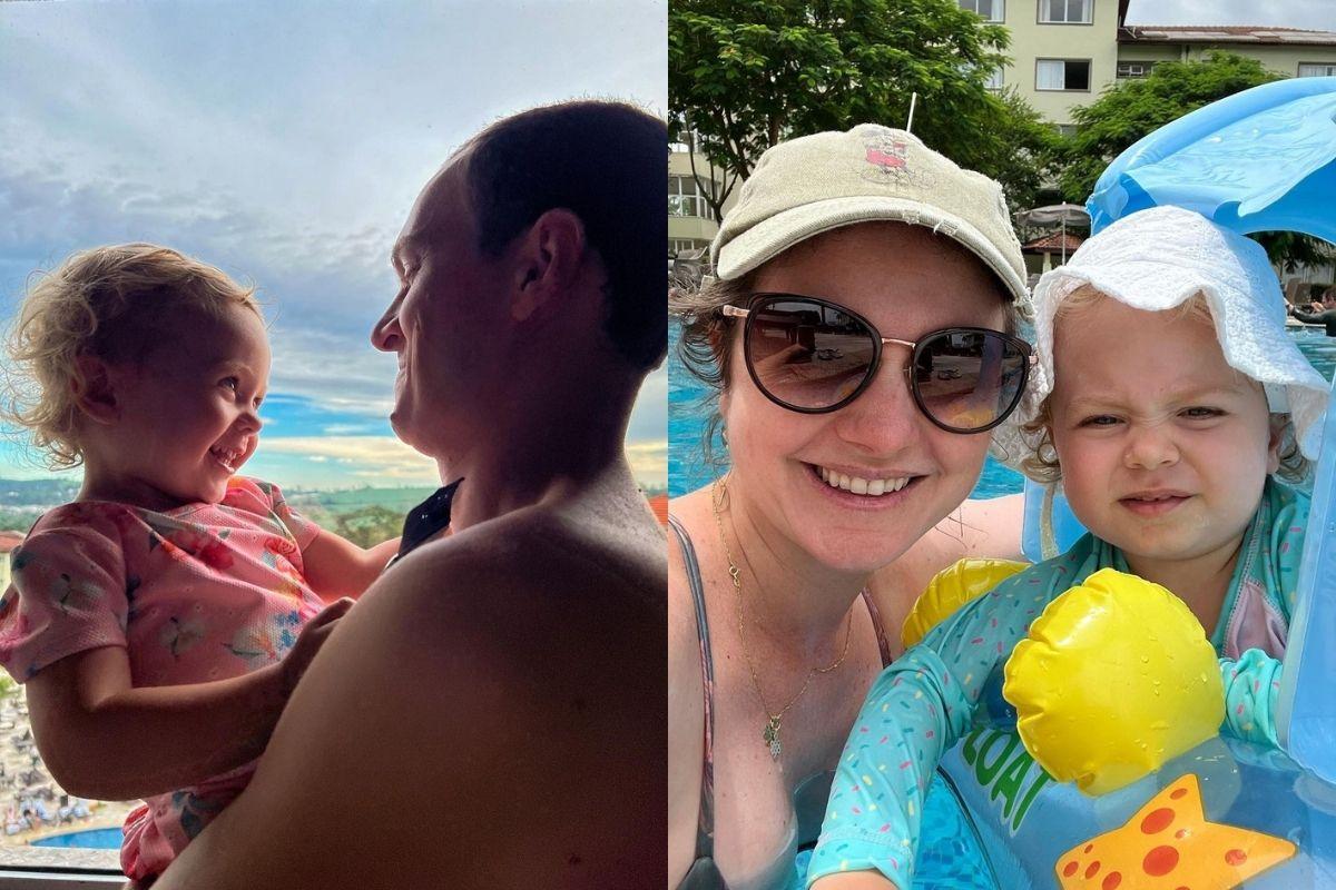 Mãe de Alice faz brincadeira sobre como a filha reage para tirar foto com cada um dos pais