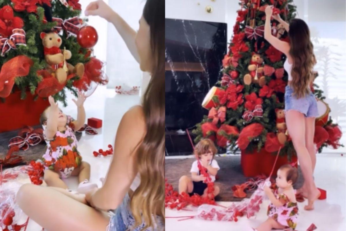 Romana Novais monta árvore de Natal