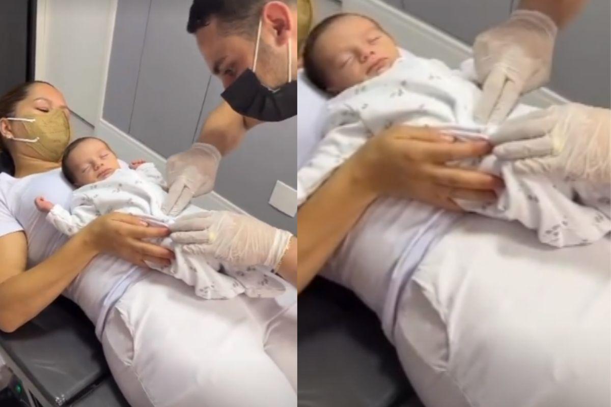 Filho de Claudia Raia fazendo quiropraxia