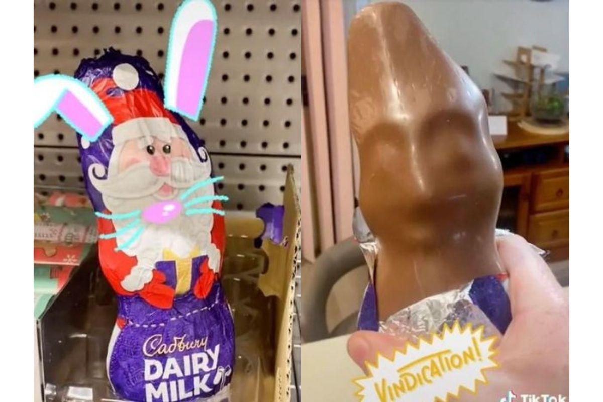 O pai descobriu que os chocolates eram no formato do Coelho da Páscoa