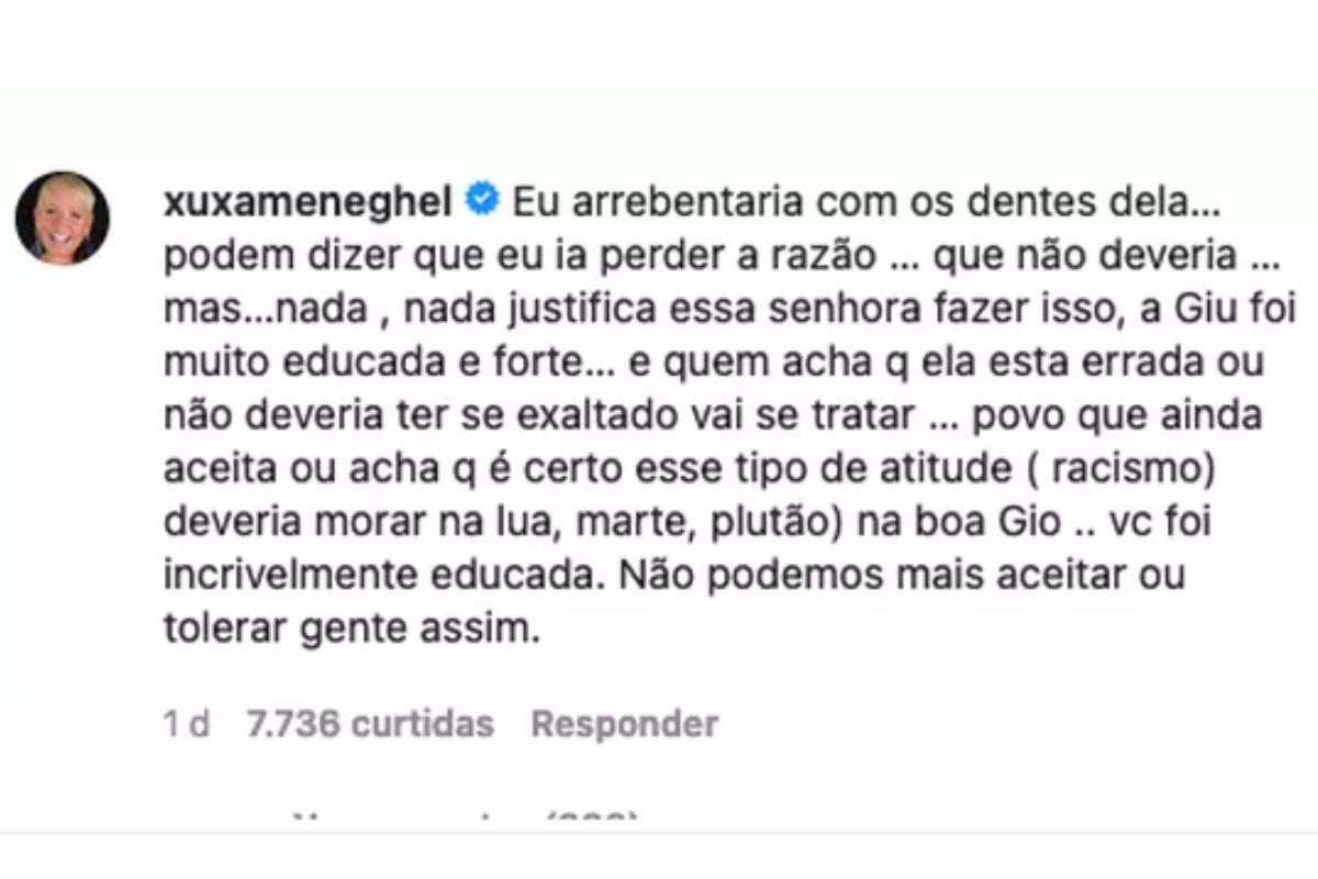 Xuxa defendeu reação de Giovanna Ewbank após ataque racista
