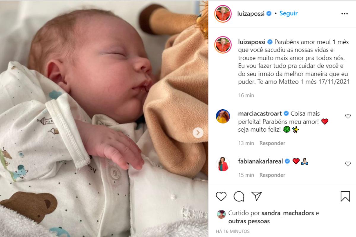 Matteo recebeu homenagens da mãe no Instagram