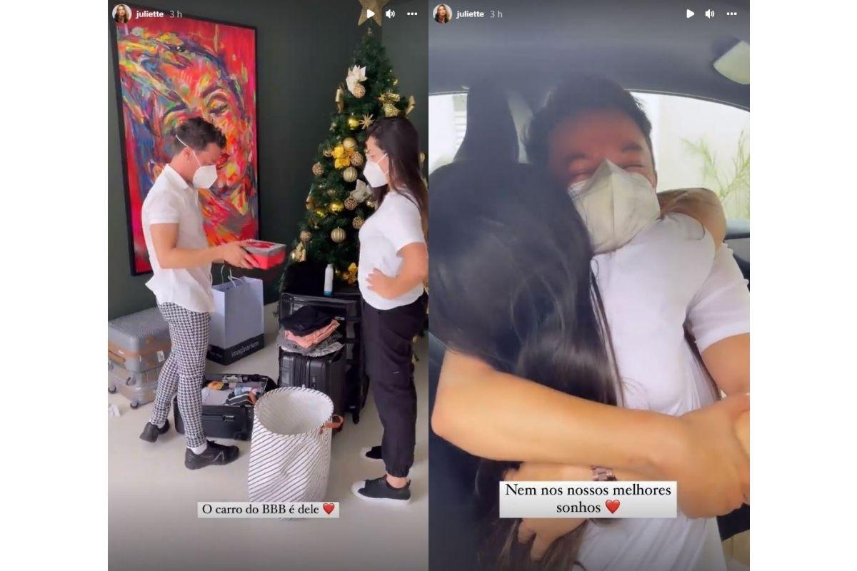 Juliette presenteou o irmão com o carro que ela havia ganhado no BBB