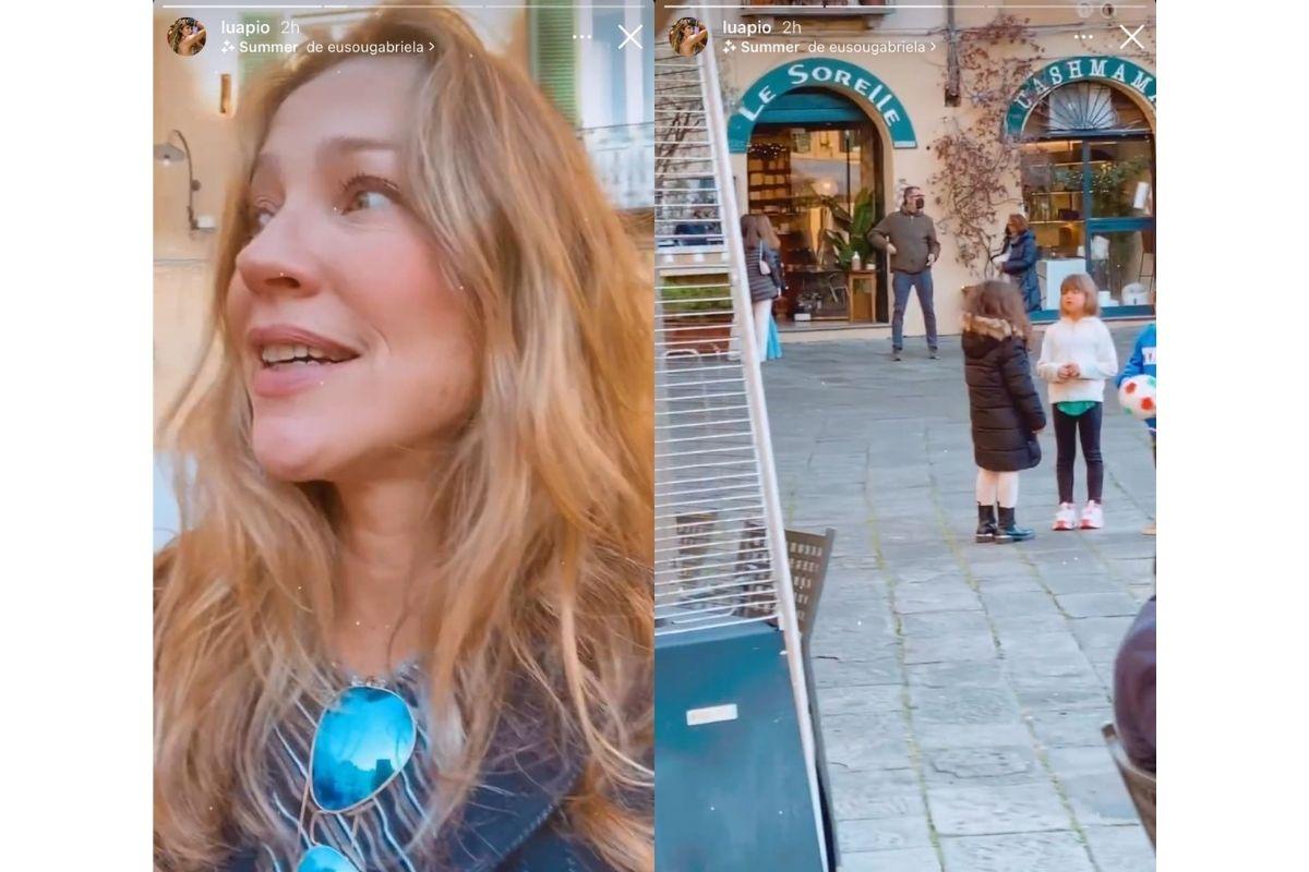 Luana Piovani mostra filha "falando italiano" com criança durante viagem: "Se virando"