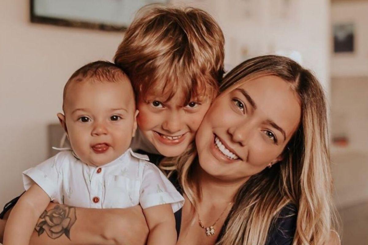 Carol Dantas e os dois filhos, Davi Lucca e Valentin