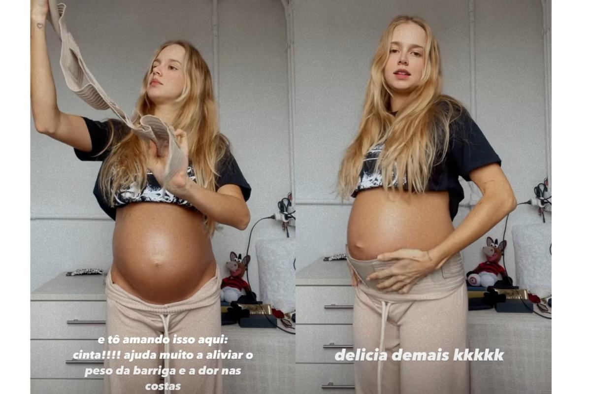 Isabella Scherer mostra tamanho da barriga e conta truque que alivia peso da barriga
