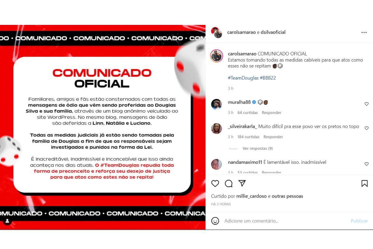 A esposa de Douglas Silva se pronunciou sobre o crime