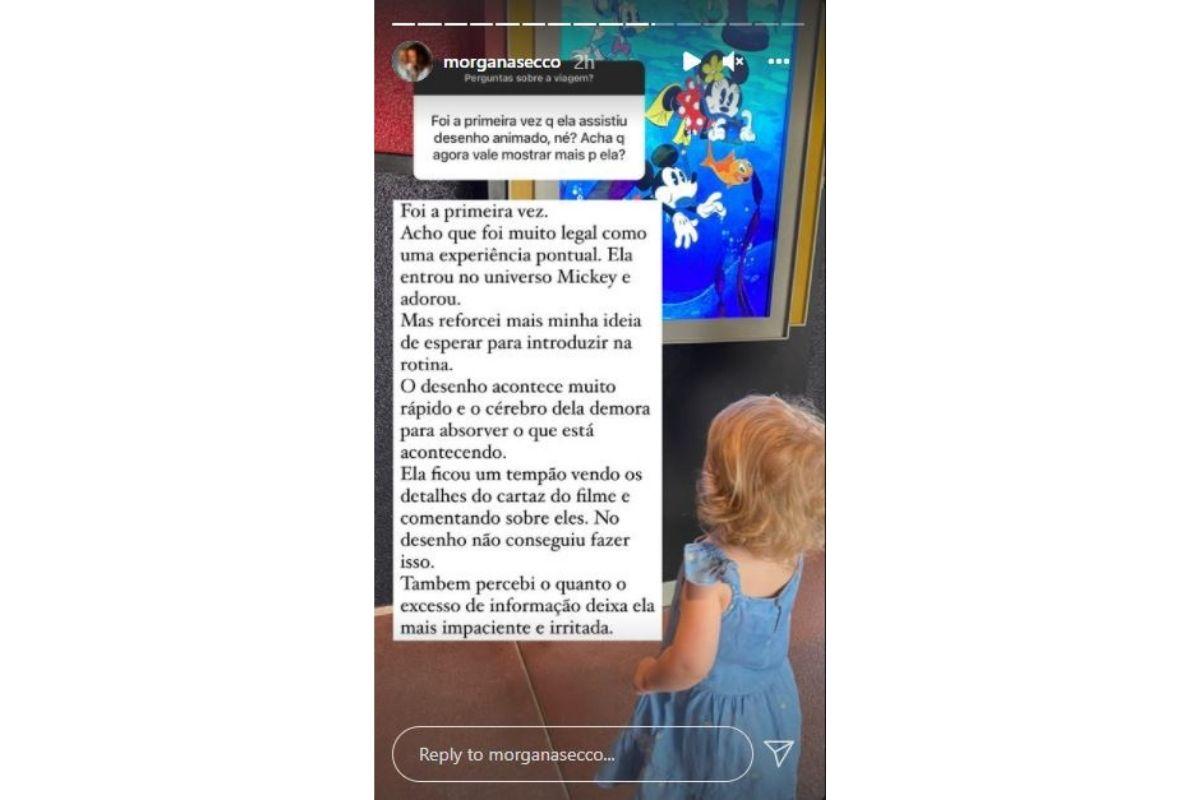 Morgana Secco explicando porque Alice não assiste desenhos