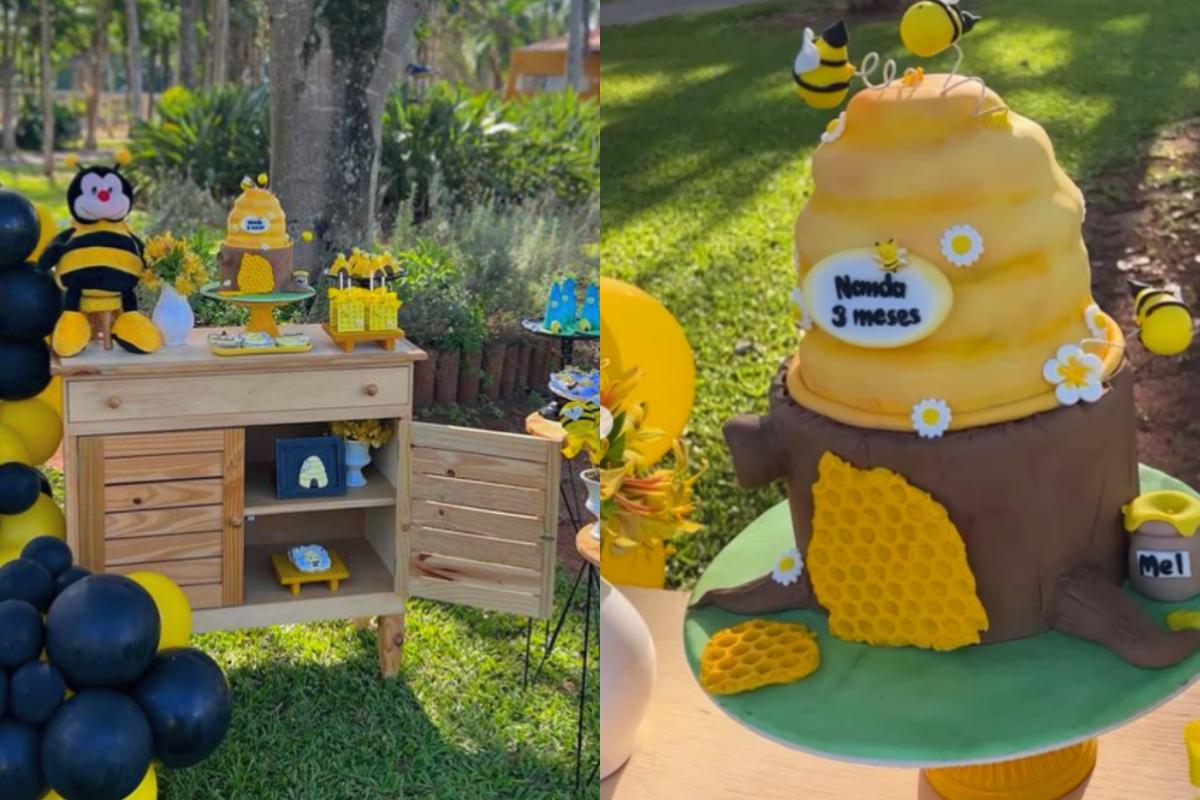A decoração da festa de Fernanda teve como tema "Abelhinhas"