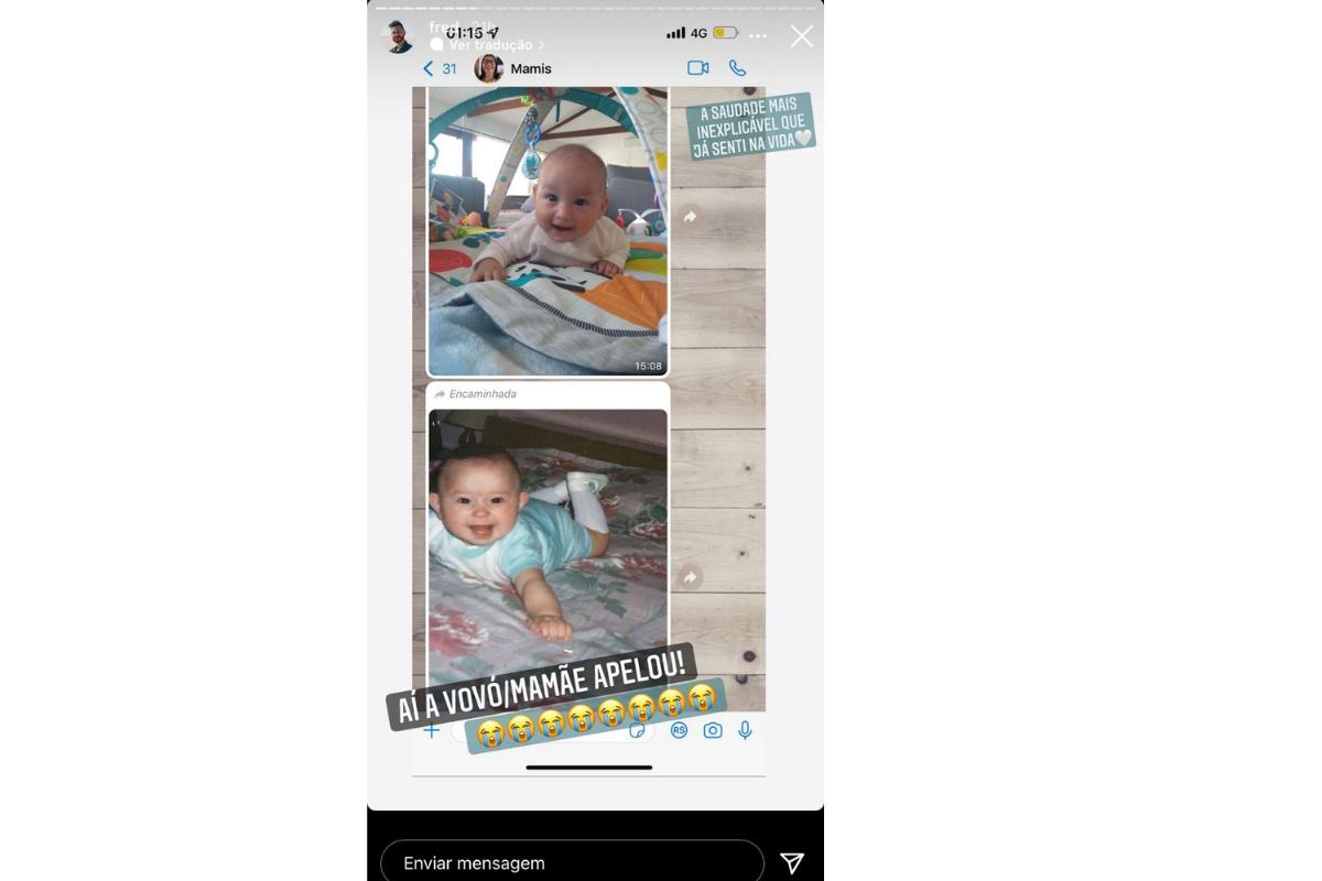 Fred recebeu da mãe uma foto do filho pequeno