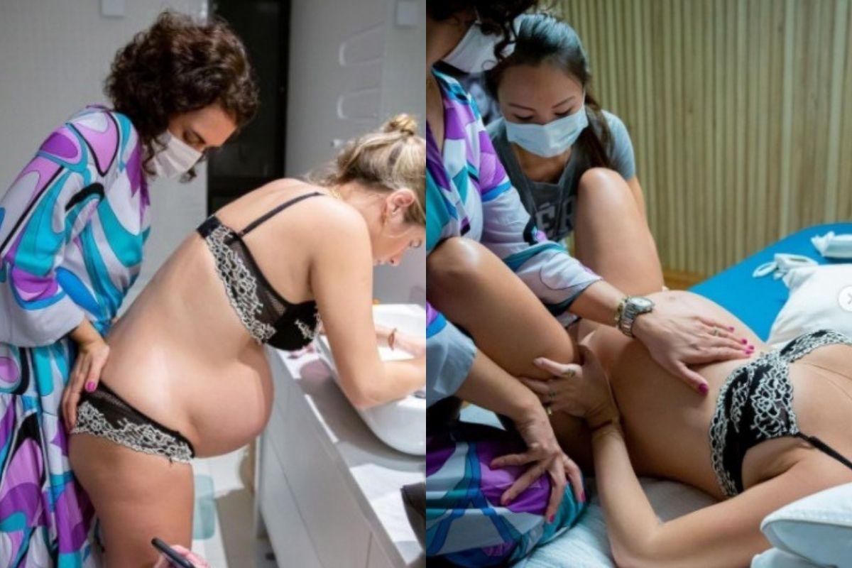 Shantal compartilhou diversos momentos do parto de Domênica