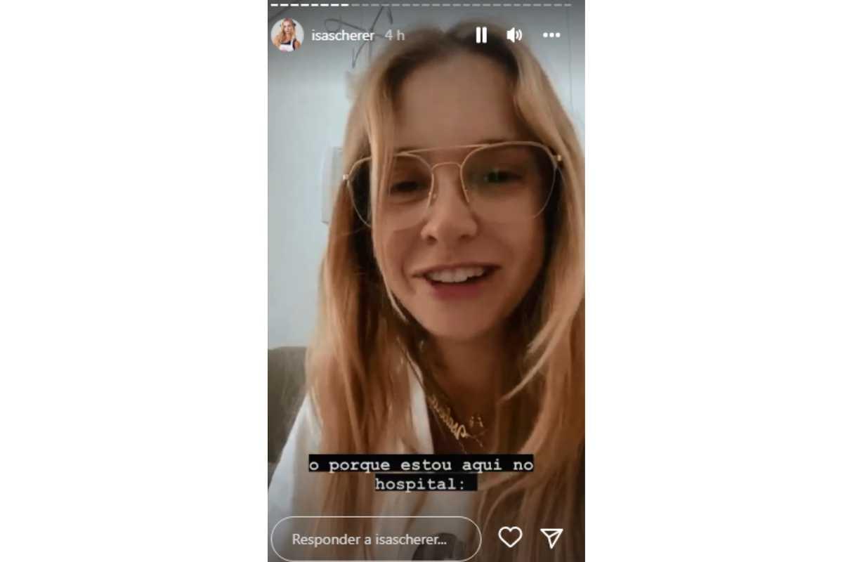 Em sequência de stories Isabella Scherer compartilha o motivo que a levou a ficar internada durante a semana