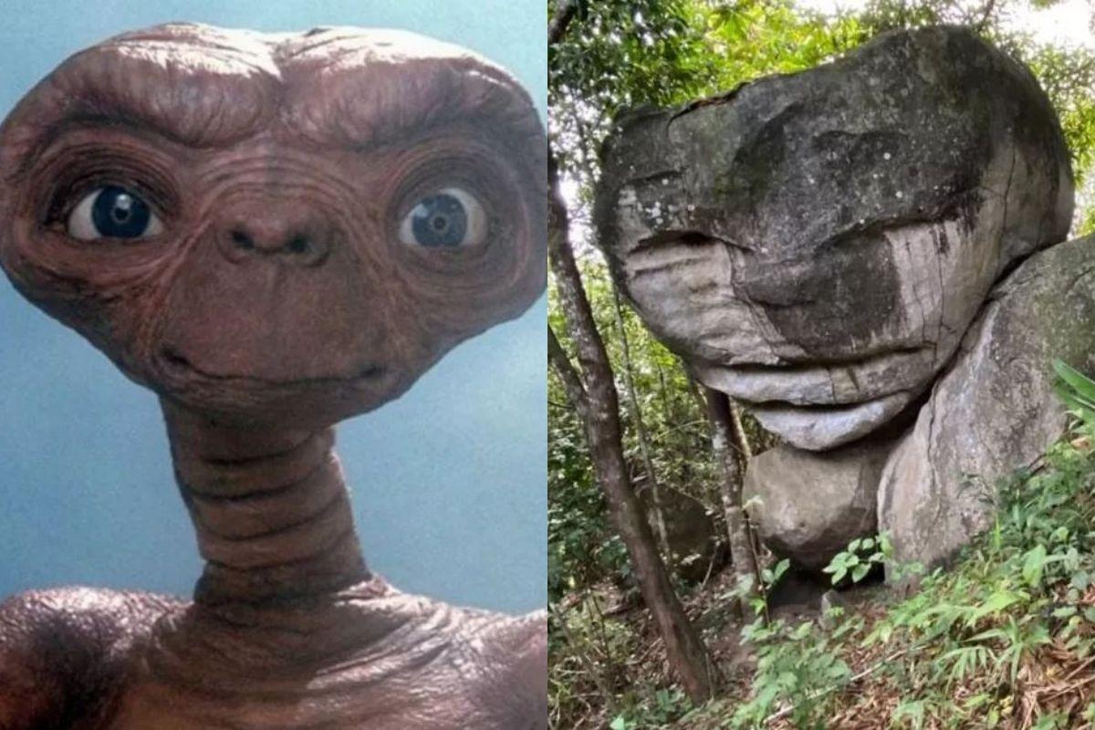 A pedra com formato da cabeça do ET virou atração turística