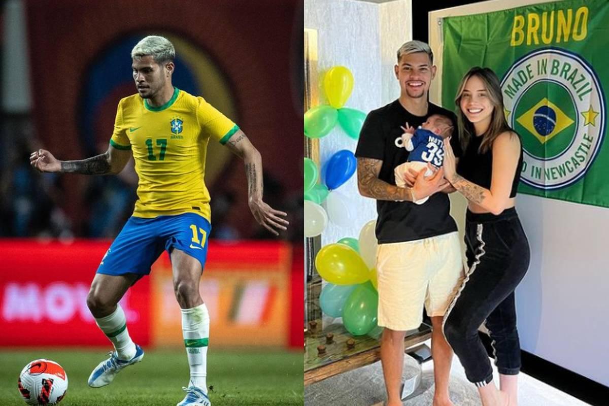 Jogador da Seleção Brasileira Bruno Guimarães convocado para Copa do Mundo 2022 e esposa e filho