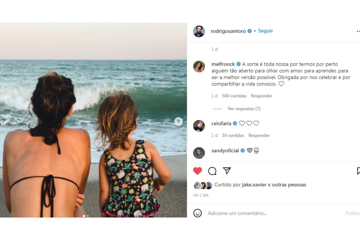 Foto que Rodrigo Santoro publicou nas redes sociais para homenagear mulher e filha