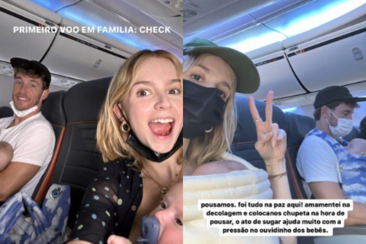 Isa Scherer viaja pela primeira vez com os gêmeos