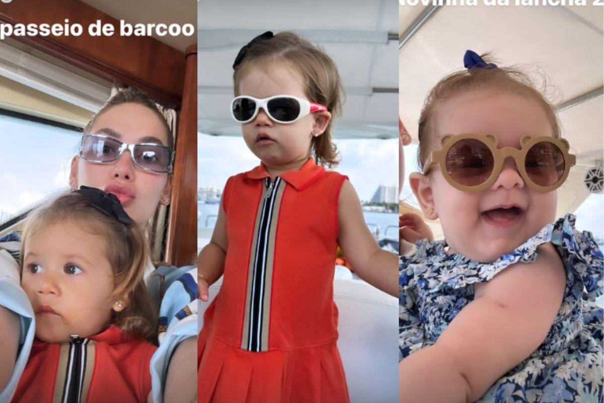 Virginia faz passeio de barco em família