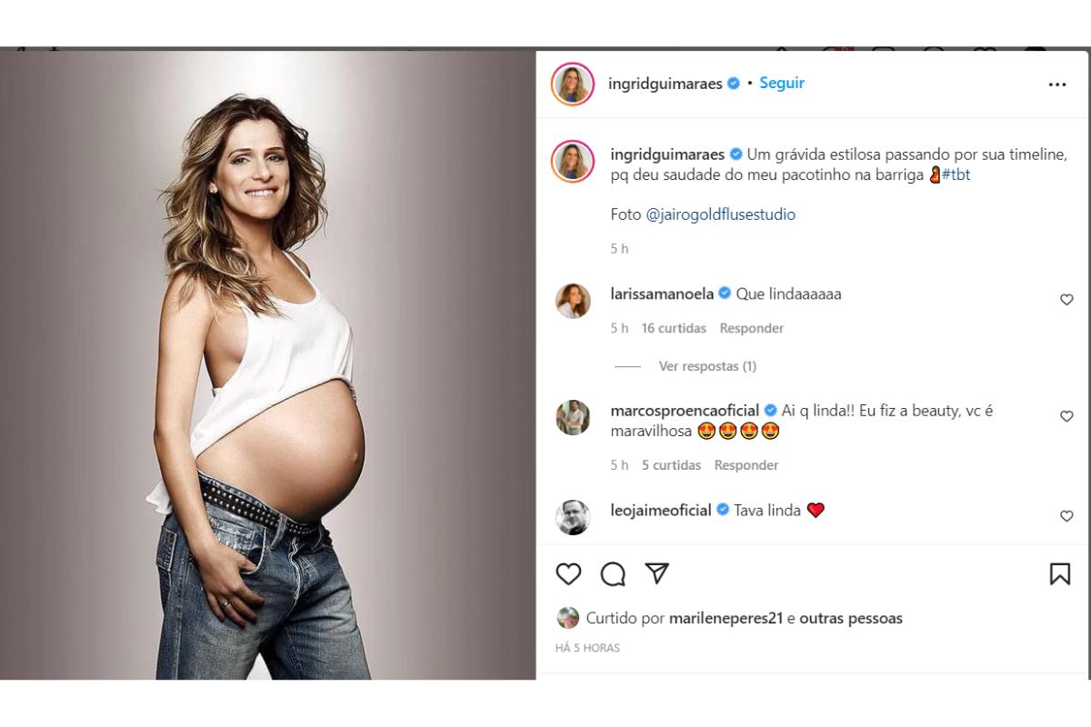 Ensaio de Ingrid Guimarães enquanto estava grávida da filha