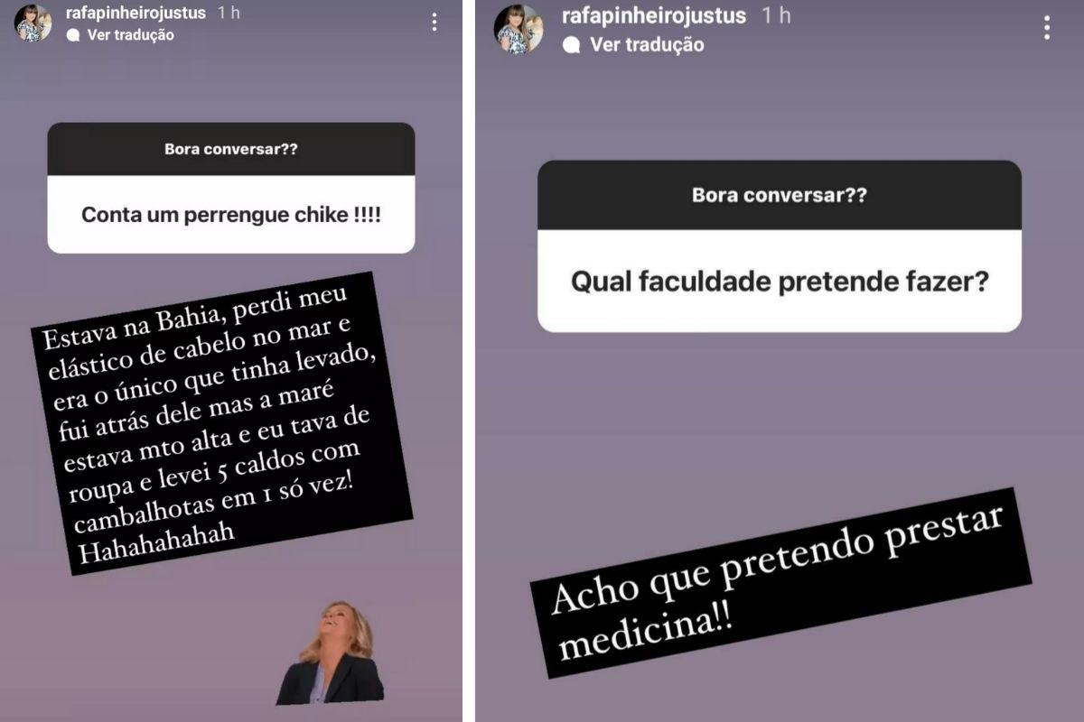 Rafa Justus abre o jogo sobre os estudos e conta que profissão quer seguir no futuro