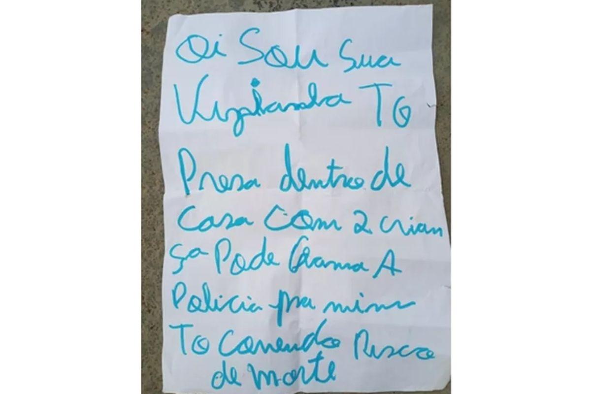 Bilhete jogado pela mulher em cárcere
