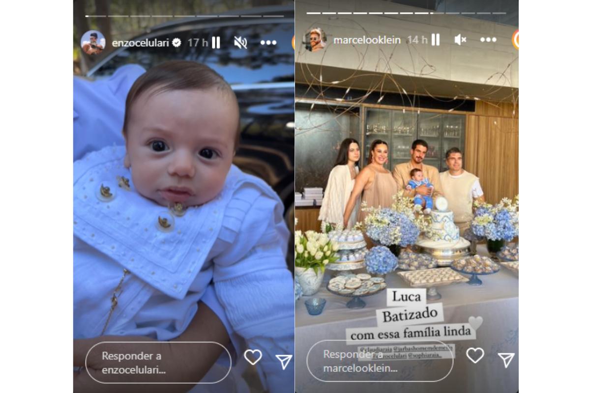 Enzo Celulari e Sophia Raia foram escolhidos como padrinhos de Luca para o batizado