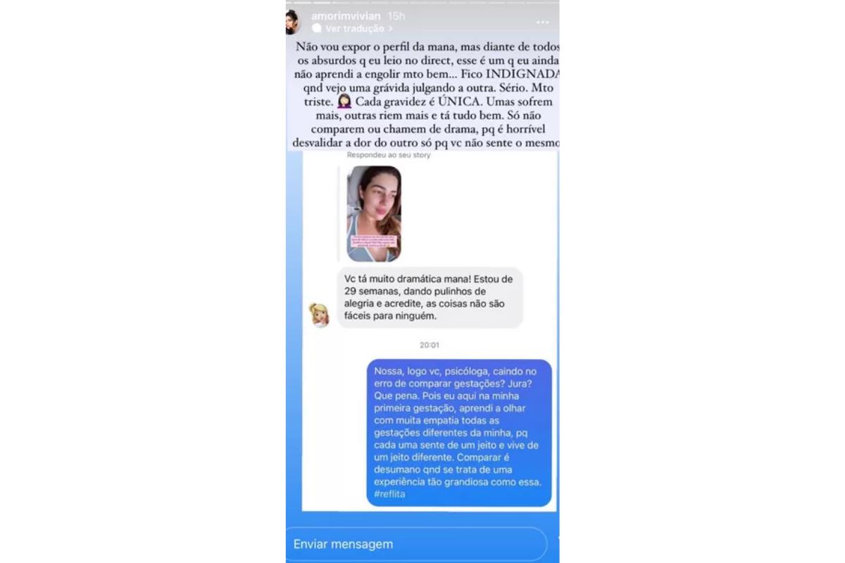 Vivian Amorim compartilhou o desabafo através dos stories