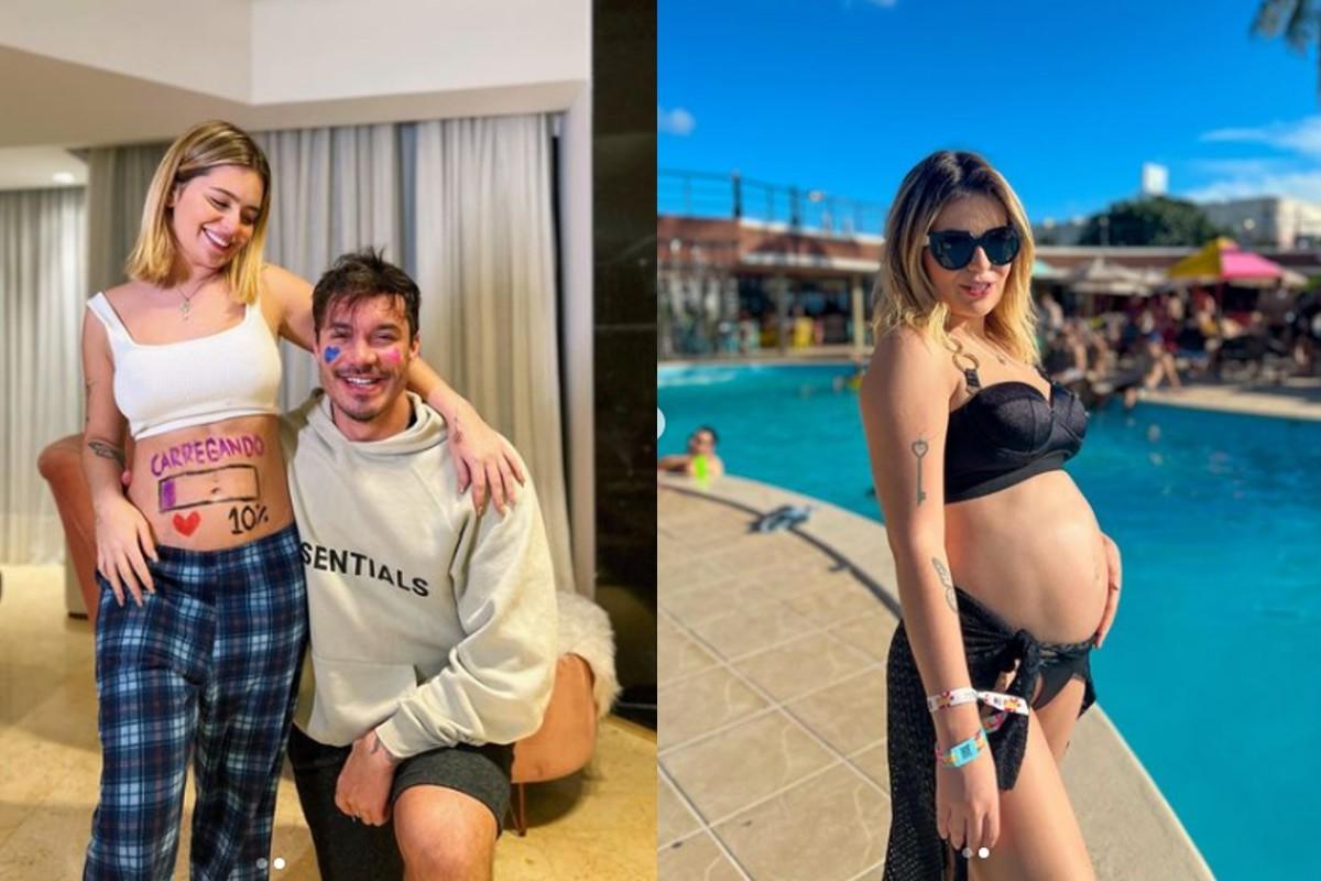 Viih Tube no início da gravidez e agora, após engordar 12 kg