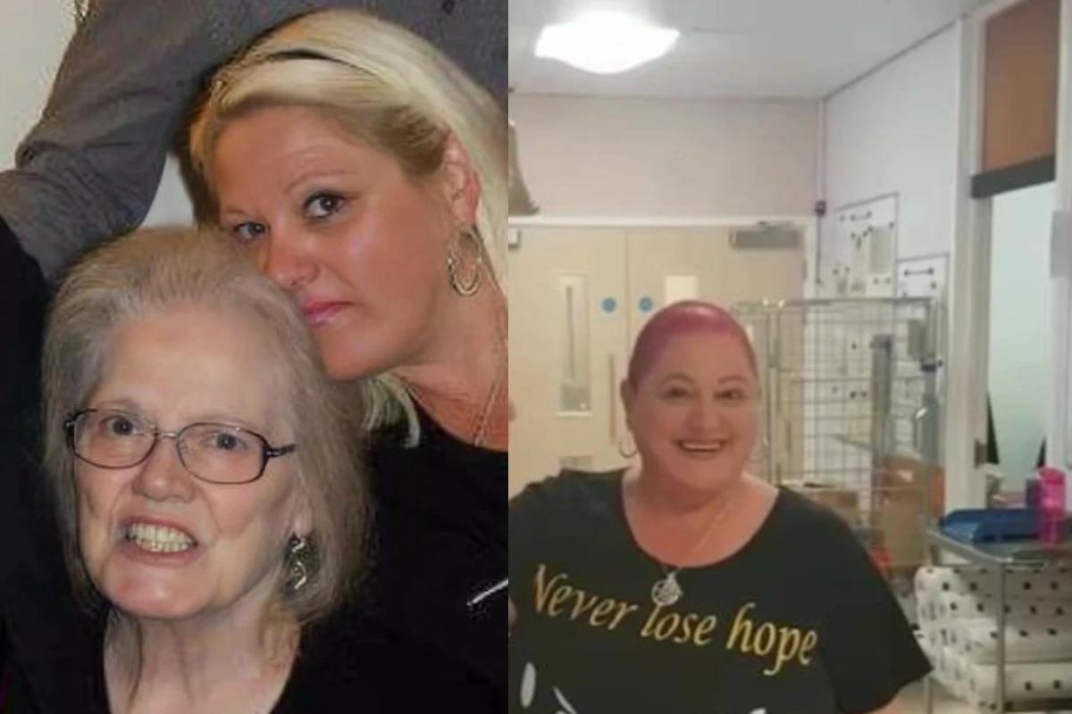 Janis com a mãe e ela também com o cabelo raspado