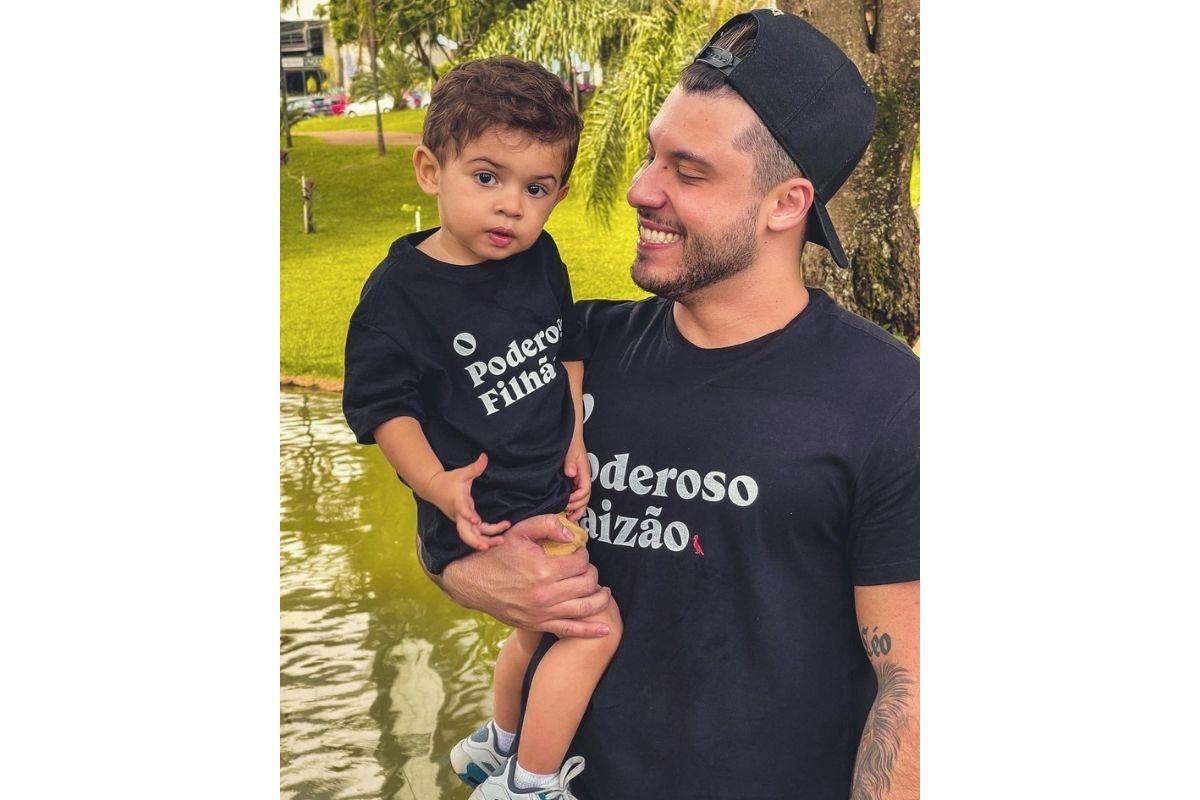 Murilo Huff e o filho Leo, de 2 anos