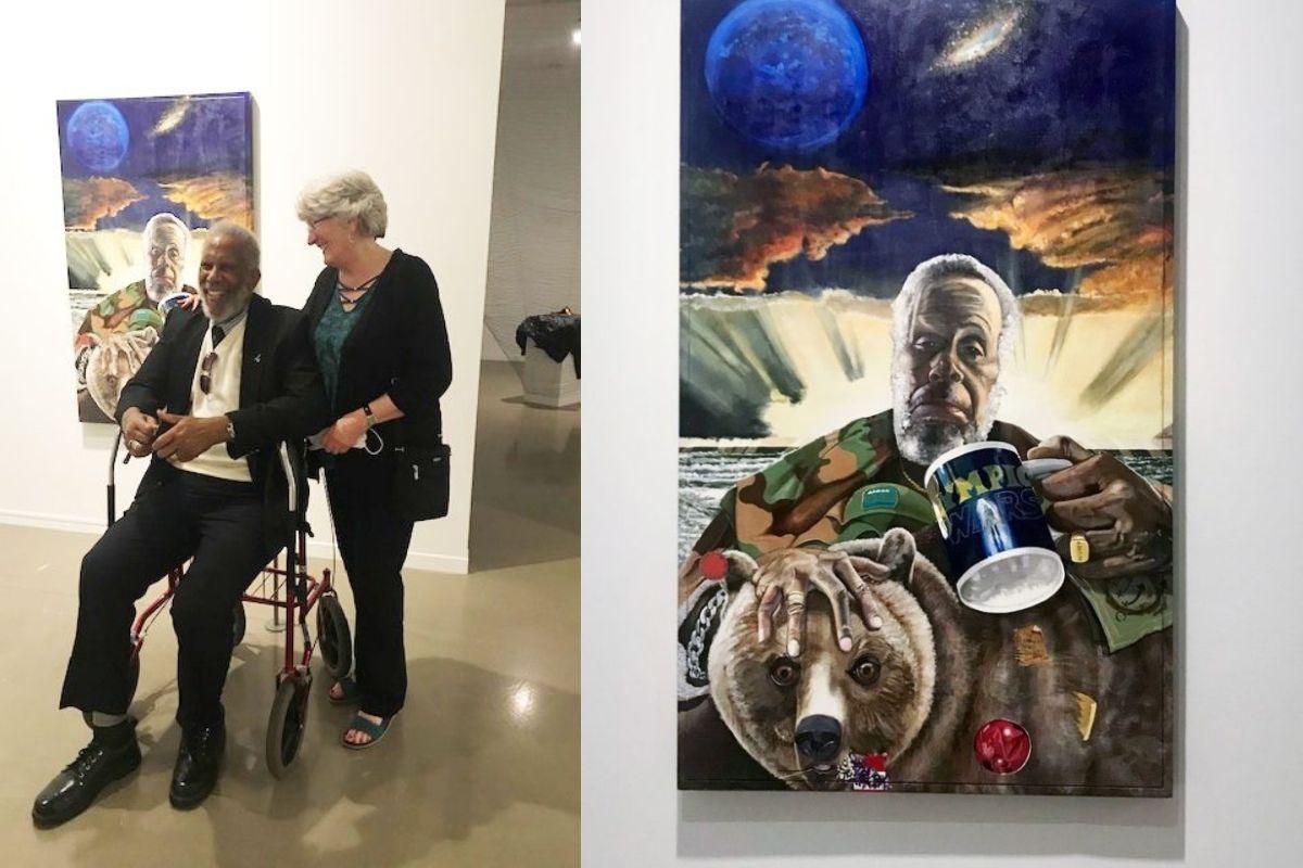 A obra que Jim pintou e está exposta na Galeria de Arte de Vancouver
