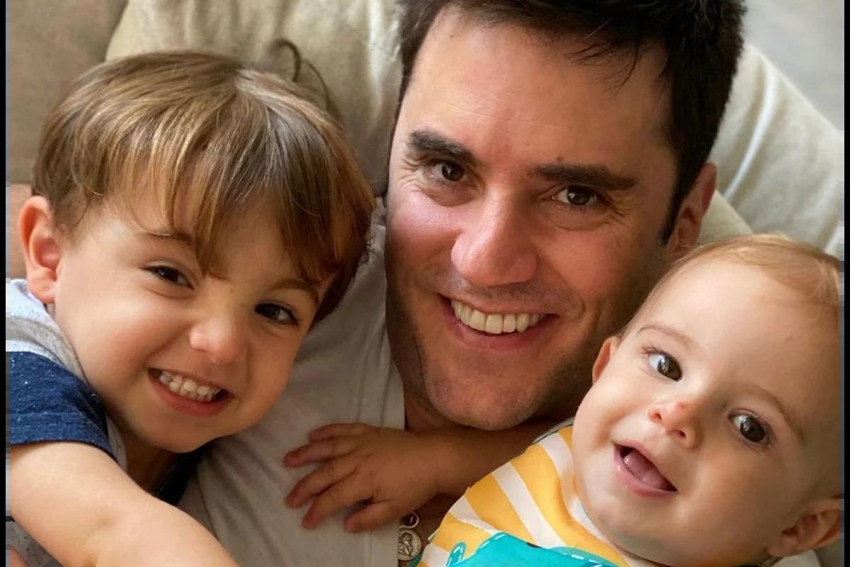 Marido de Milena Toscano com os filhos, Francisco e João Pedro