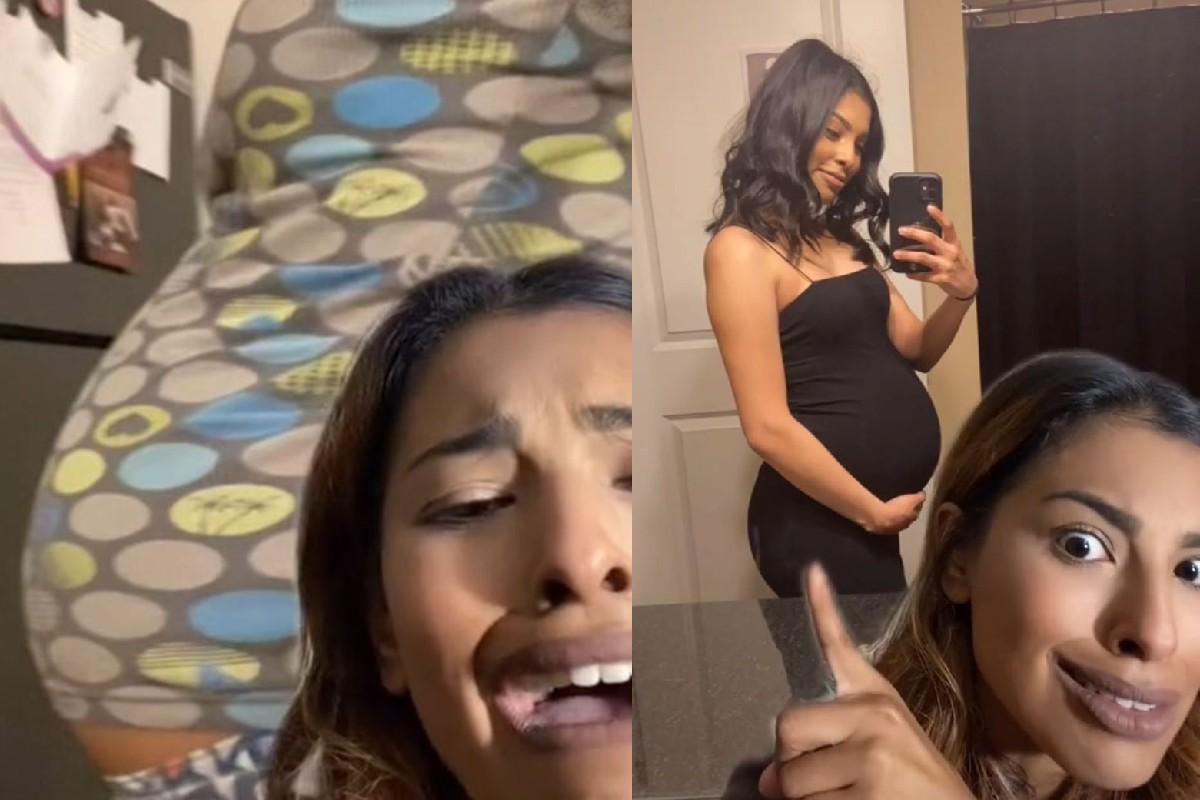 Essa é a barriga dela no sétimo e no oitavo mês de gestação