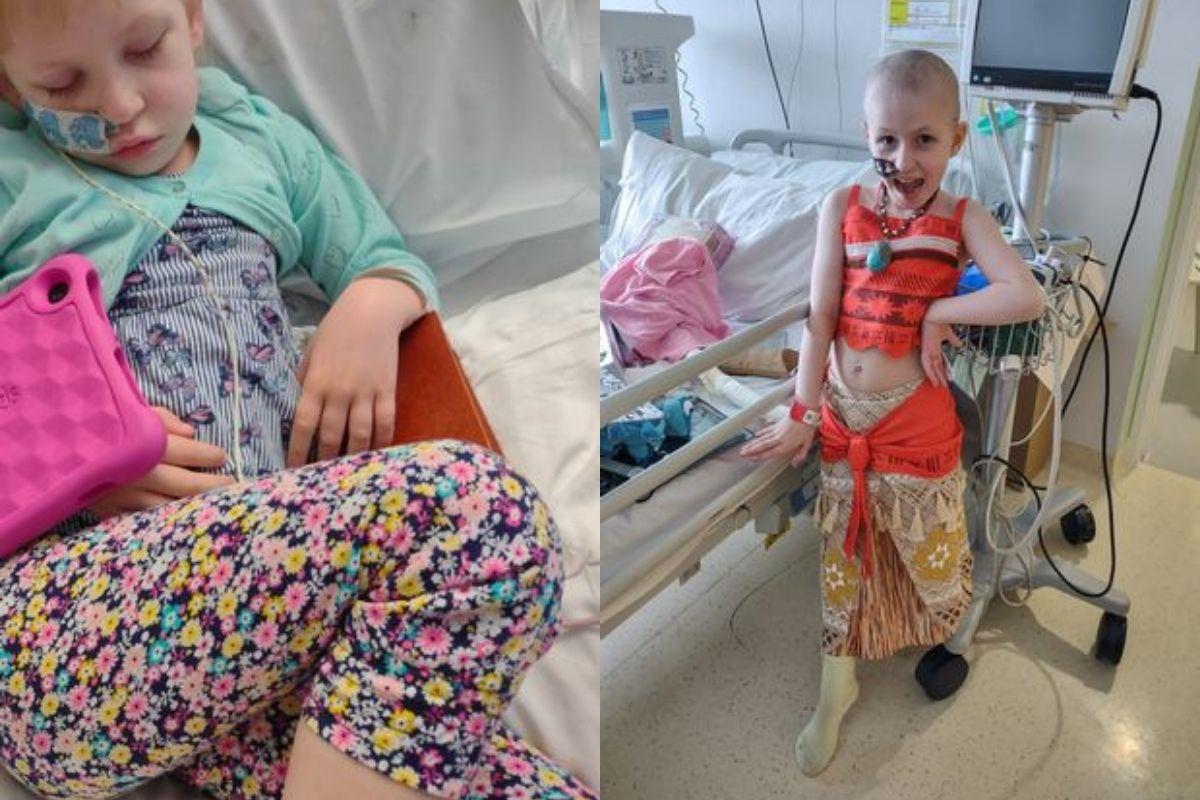 Poppy Baiçey no hospital durante o tratamento do cânce