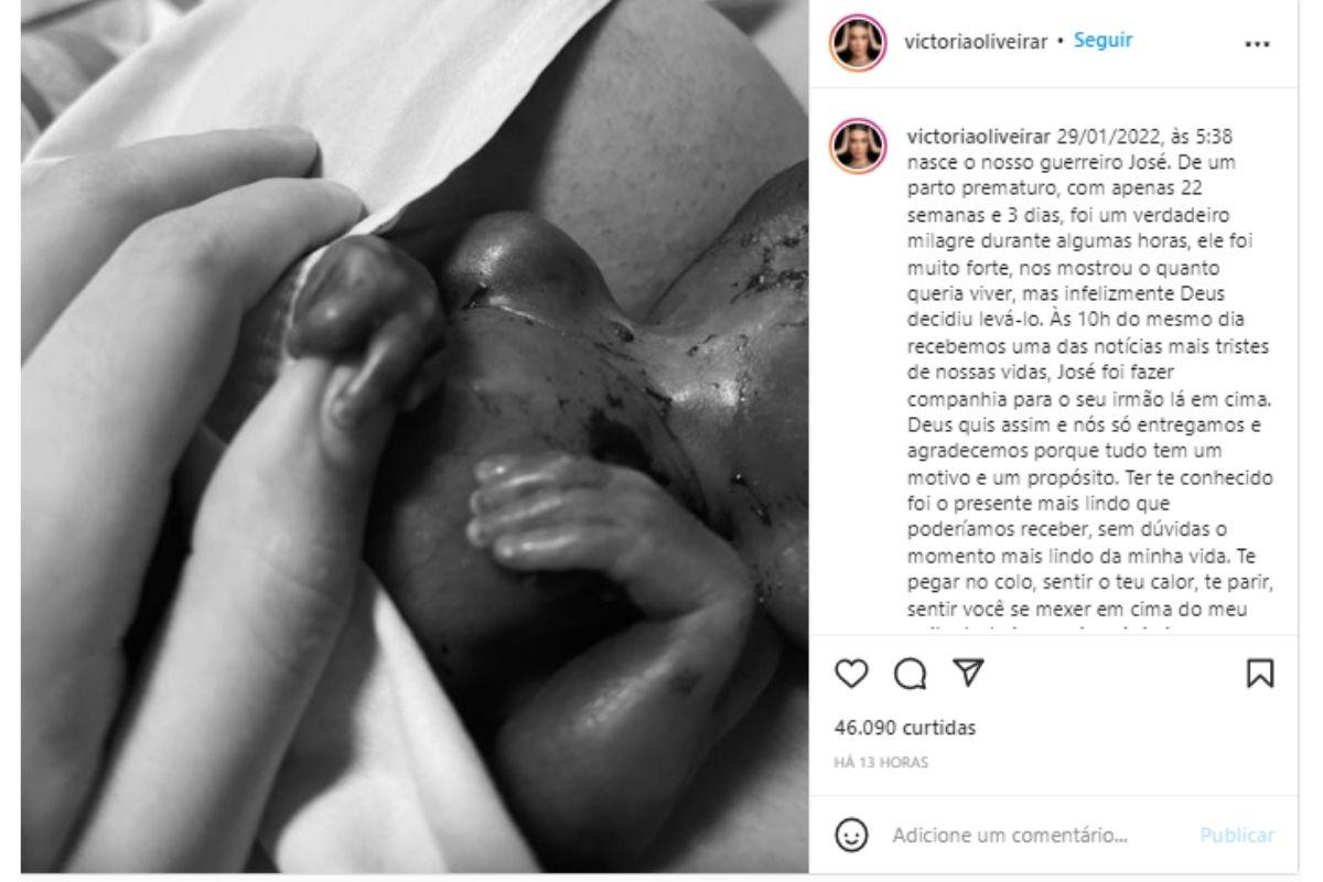 Victória ainda relembrou o momento do parto