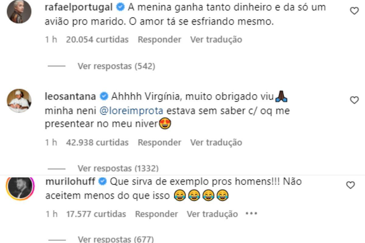 Respostas ao presente de Virginia para Zé Felipe