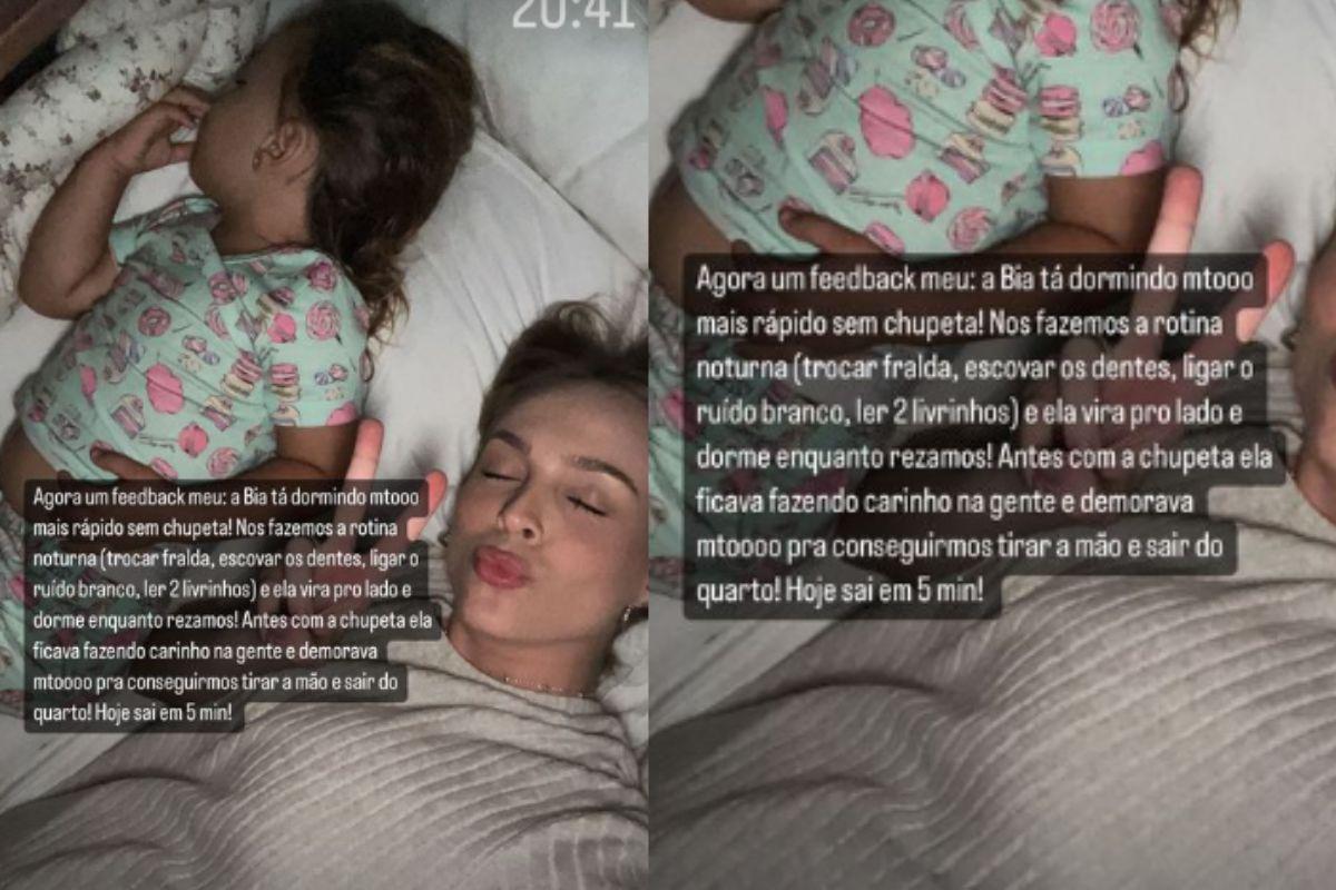 Tata fala sobre a adaptação da filha sem a chupeta