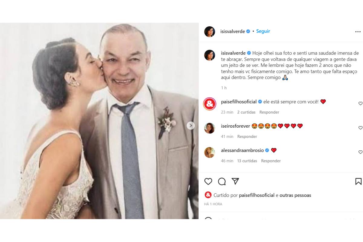 Isis Valverde lamentou a perda do pai