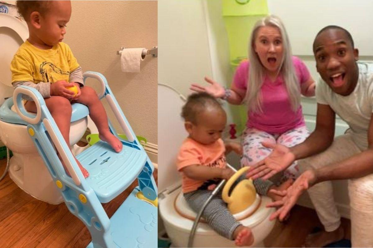 Com apenas 23 meses o bebê já sabe ir sozinho no banheiro